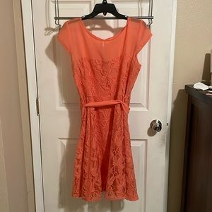 DB, salmon color dress, size 12, with belt